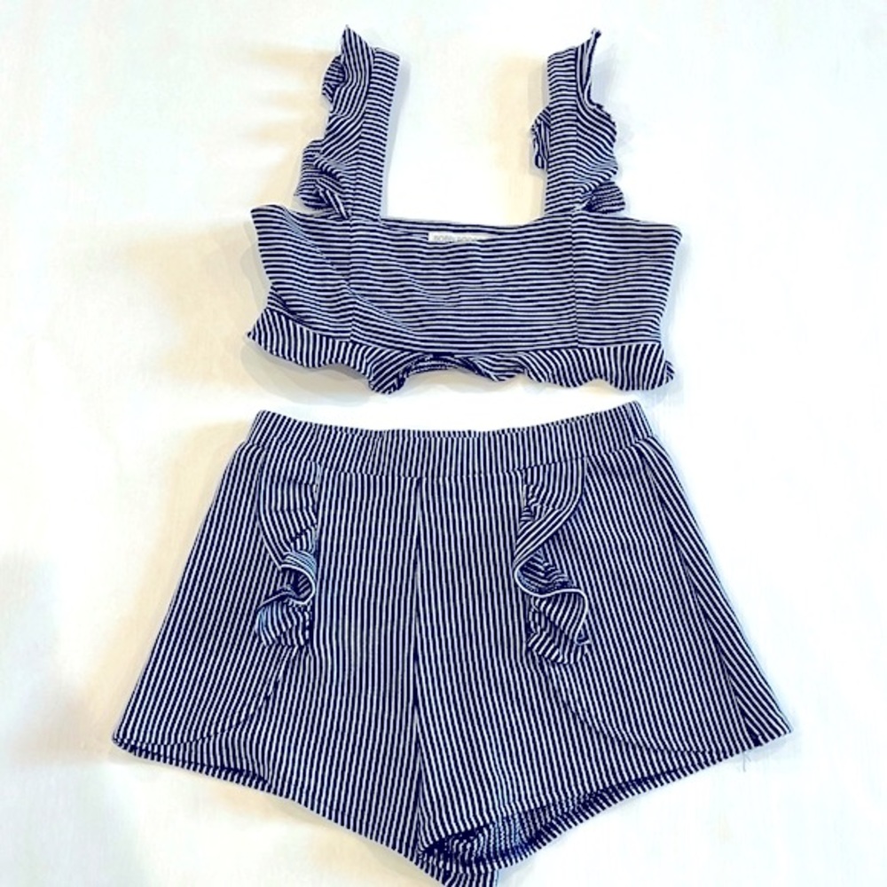 2 Piece Navy blue striped summer/vacay set